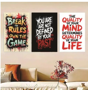 Set of 3 Wooden Photo Tile Wall Art Frames (8×11 Inches) – Premium MDF Spiritual Wall Décor with Easy Stick Back