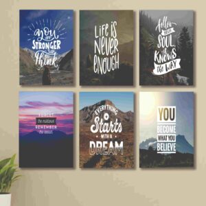 6 Pc Wall Decor Cardboard Phototiles With Double Tape For Back Sticking Nature Quotes