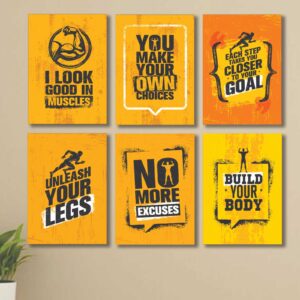 6 PC Wall Decor Cardboard Phototiles With Double For Back Sticking Build Your Body