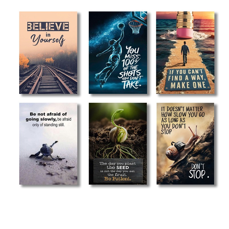 6 PC Wall Decor Cardboard Phototiles With Double Tape For Back Sticking Motivational Quotes With Images