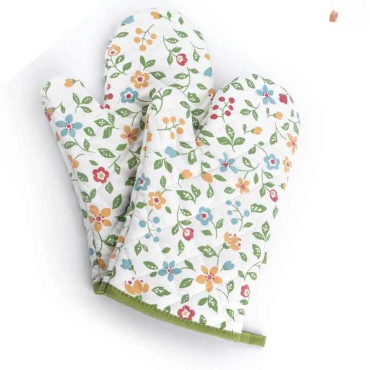 Premium Heat Resistant Oven Mitts 2Pcs Extra Long Kitchen Gloves For Baking Cooking BBQ And Grilling Durable Cotton (Random Colour And Design ) - Image 4