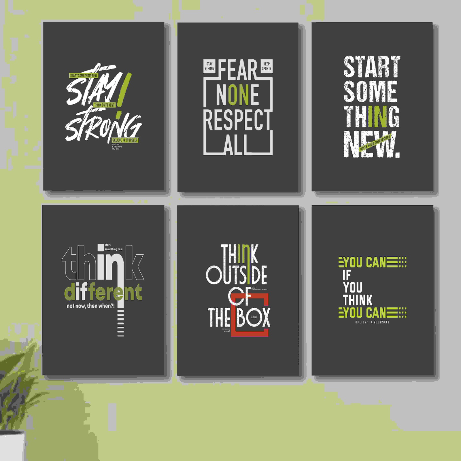 6 PC Motivational Quote Wall Decor Cardboard Phototiles Durable Elegant Stylish Inspiring And Unique Decorative