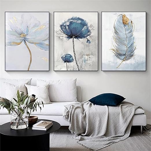 Set of 3 Fresh Posters – Flowers & Feather Wall Art Prints (8x11 Inches) with Double Tape - Image 2
