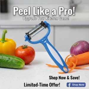 "4-in-1 unique Vegetable Peeler - Peel, Slice, Julienne & Shred"