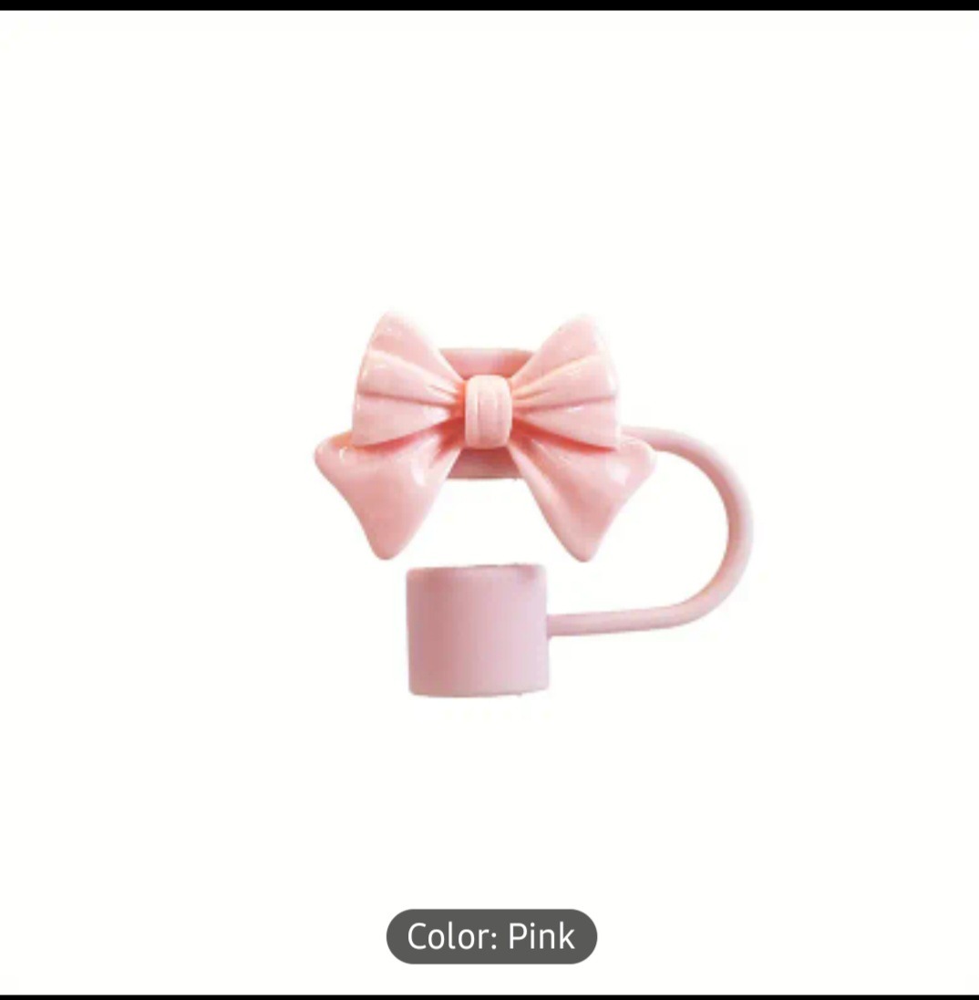 1PC Cute Bow Straw Cap Cover for 10mm Straws – Fits Stanley Tumbler Cups, Dustproof & Leak-Resistant (Random Color) - Image 3