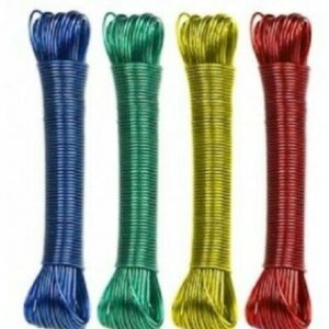 20M PVC Coated Metal Laundry Rope with Tensioner – Strong Outdoor Clothesline Wire (Random Color)