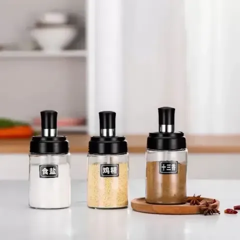 Oil Bottle Set 4 Piece Daisy Glass Spice Set With 3 Spice Jars 180ml And 1 Oil Bottle 750ml - Image 2