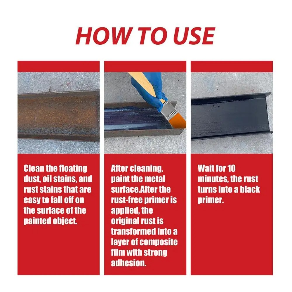 Rust Paint Metallic Paint Anti Rust Protection Coating For Removing Rust From Metal - Random Color (With Brush 300gm) - Image 5