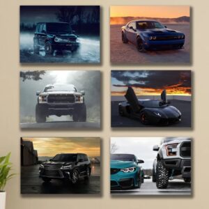 6 PC Wall Decor Cardboard Phototiles With Double Tape For Back Sticking Luxury Cars