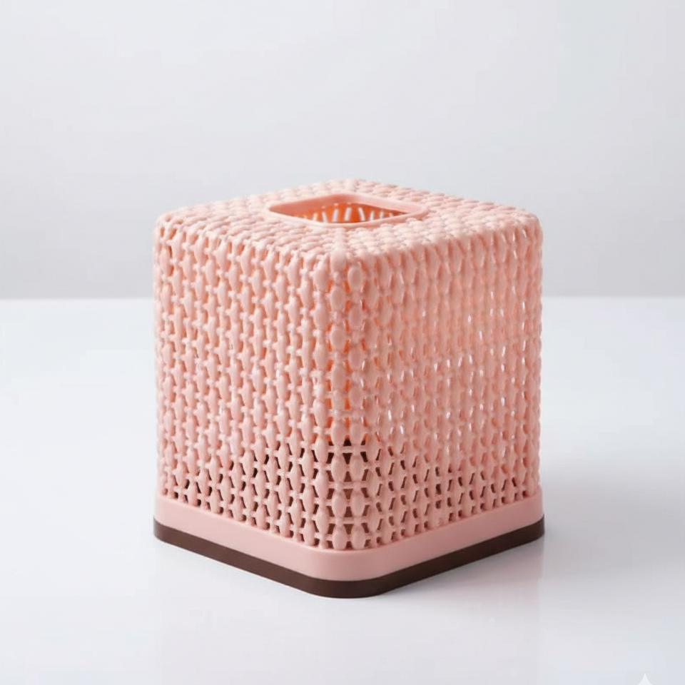 Rose Square Tissue Roll Box Plastic Decorative Tissue Holder For Home Office Kitchen And Bathroom (Random Color) - Image 2
