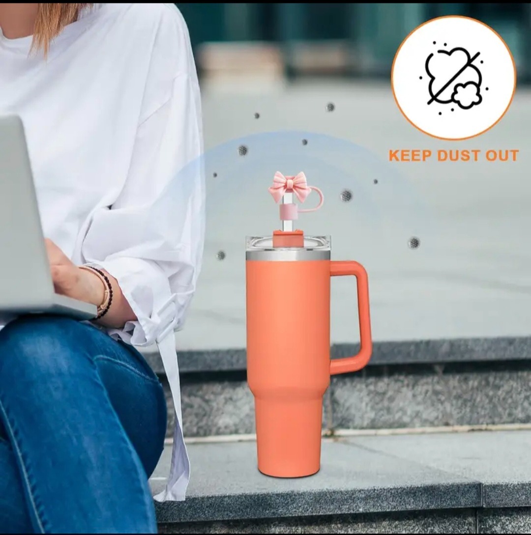 1PC Cute Bow Straw Cap Cover for 10mm Straws – Fits Stanley Tumbler Cups, Dustproof & Leak-Resistant (Random Color) - Image 4