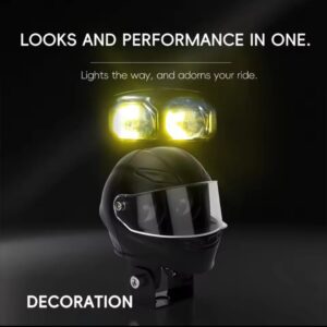 Universal Motorcycle LED Helmet-Style Spotlight – Dual Lens 2-Mode (White & Yellow) Fog Light Signal Lamp