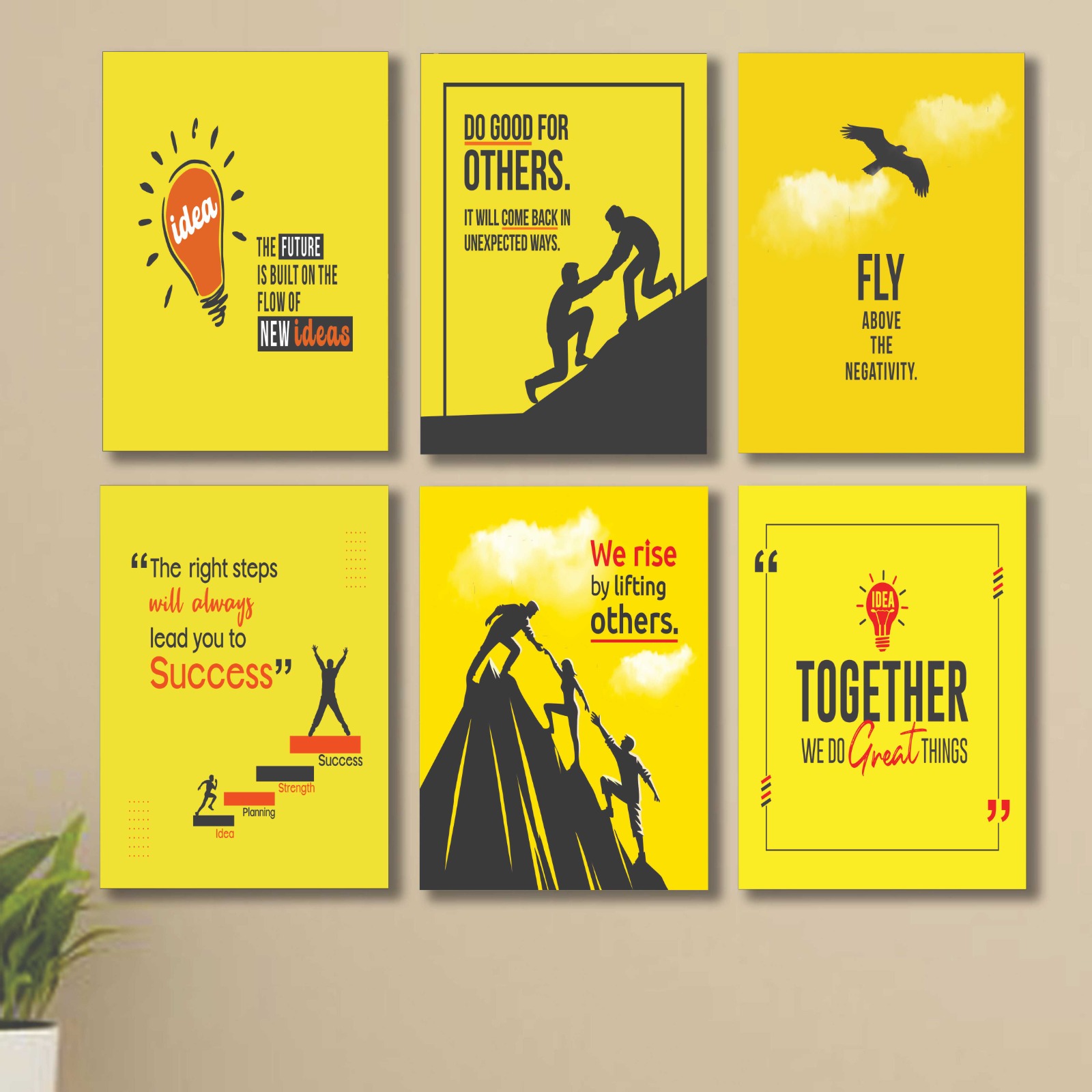 6 PC Motivational Wall Decor Cardboard Phototiles Durable Stylish Elegant And Inspiring Decorative