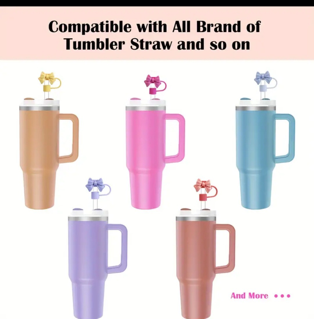 1PC Cute Bow Straw Cap Cover for 10mm Straws – Fits Stanley Tumbler Cups, Dustproof & Leak-Resistant (Random Color) - Image 2