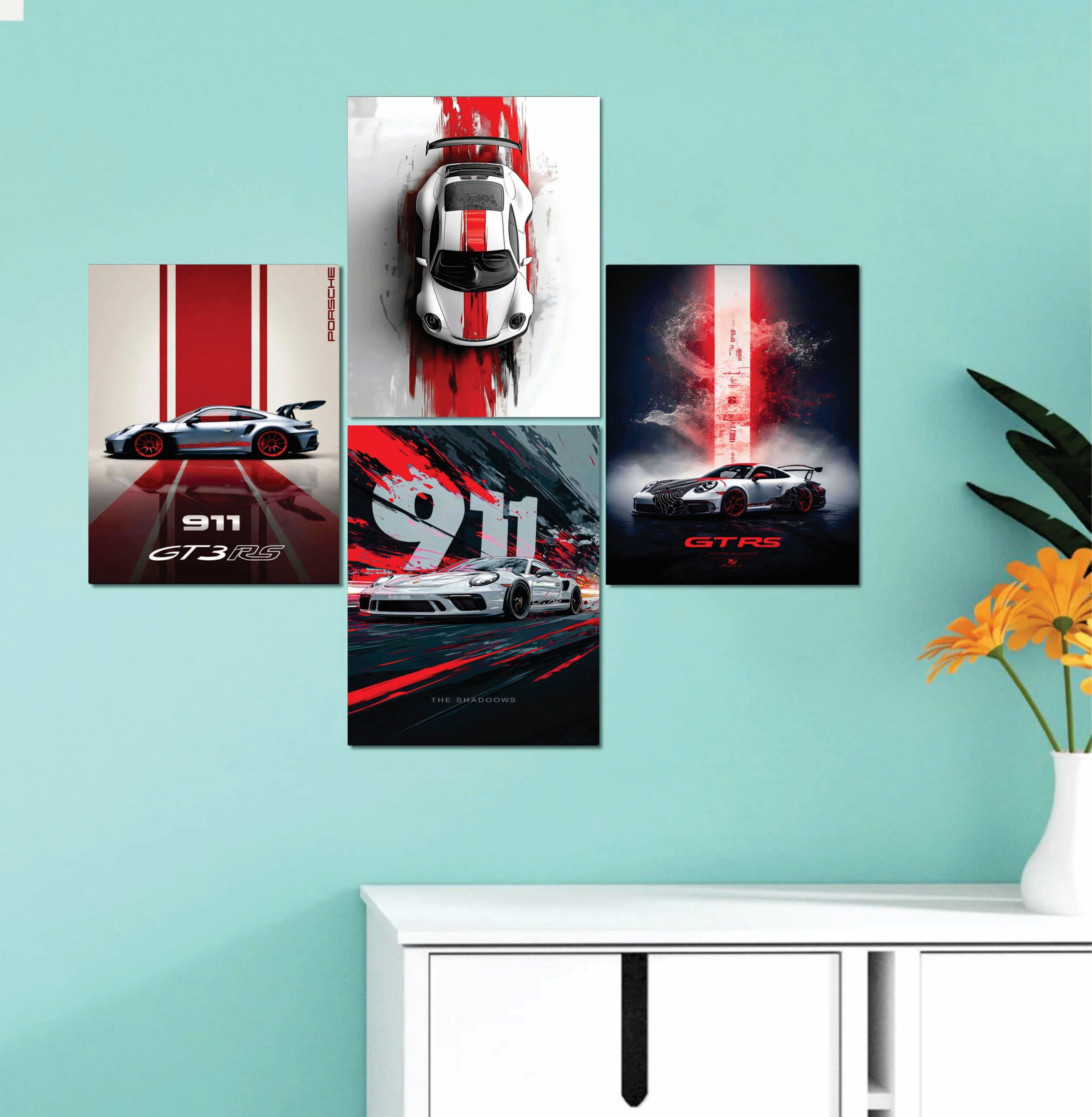 Set of 4 Premium Wall Art Photo Tiles – Modern Home Decor Sets 8x11