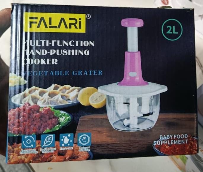 2L Multi-Function Hand-Push Chopper - Large Capacity Manual Food Processor For Efficient Chopping, Mixing, And Preparation In The Kitchen (Random Color) - Image 4