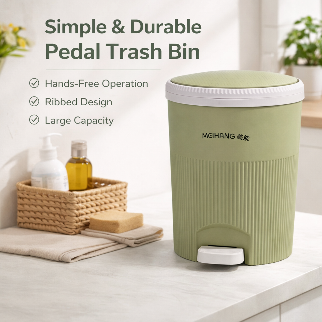 Royal Round Garbage Bin With Pedal - Standard size Trash Can with Lid for Kitchen, Bathroom & Office - Image 3