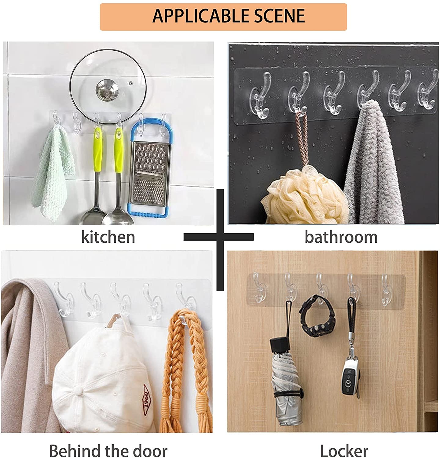 Seamless Heavy Duty Transparent Sticky Hooks Strip | Strong Double-Sided Self Adhesive Wall Hanger | Waterproof Multipurpose Hook for Bathroom & Kitchen - Image 3