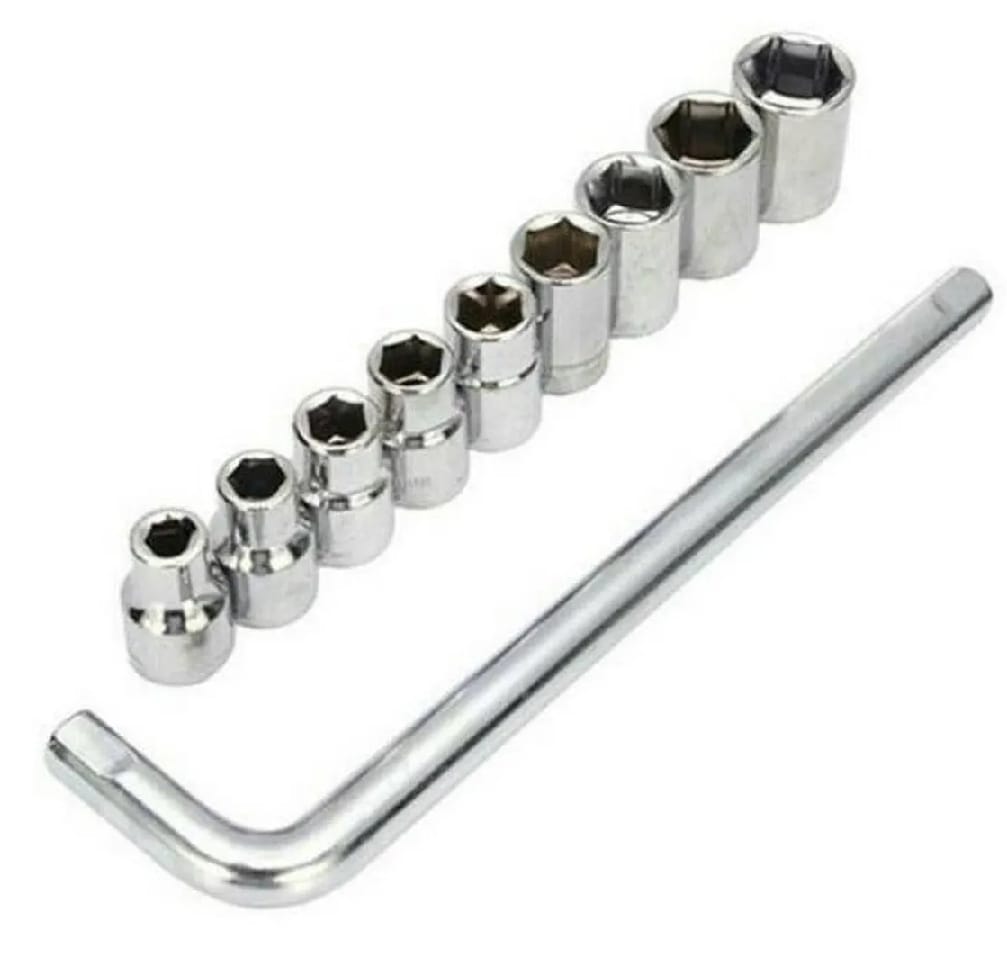 Professional Heavy Duty Socket Wrench Set | 9Pc Tool Kit | 1/2″ Drive | 8‑24mm Metric Sockets + L Wrench - Image 5