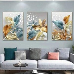 3pcs Butterfly Leafs Design Stickytiles Frame Providing Creative Artistic Pattern Elegant Look  Modern Appearance