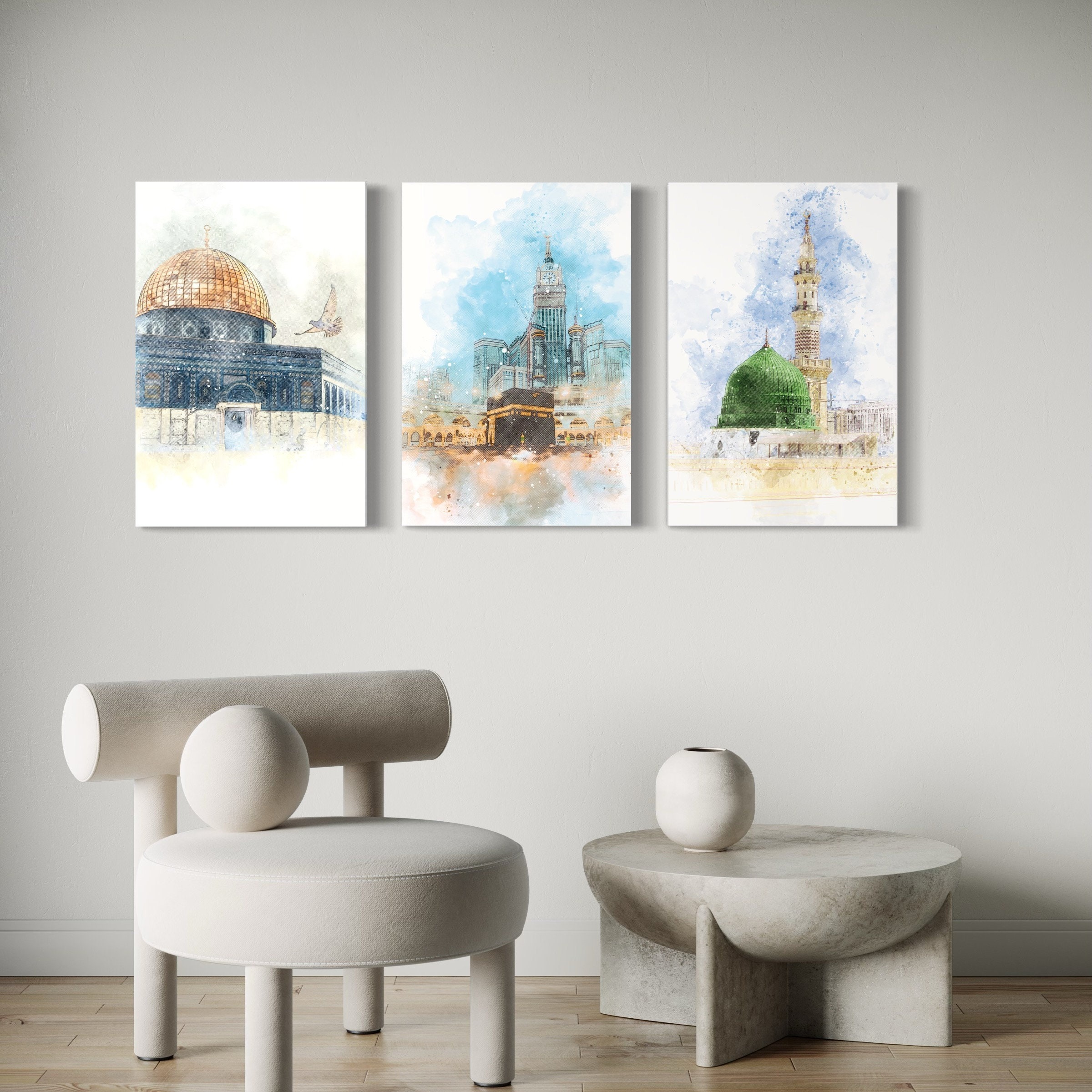 Set of 3 Premium Wall Art Photo Tiles – Modern Home Decor Sets 8x11