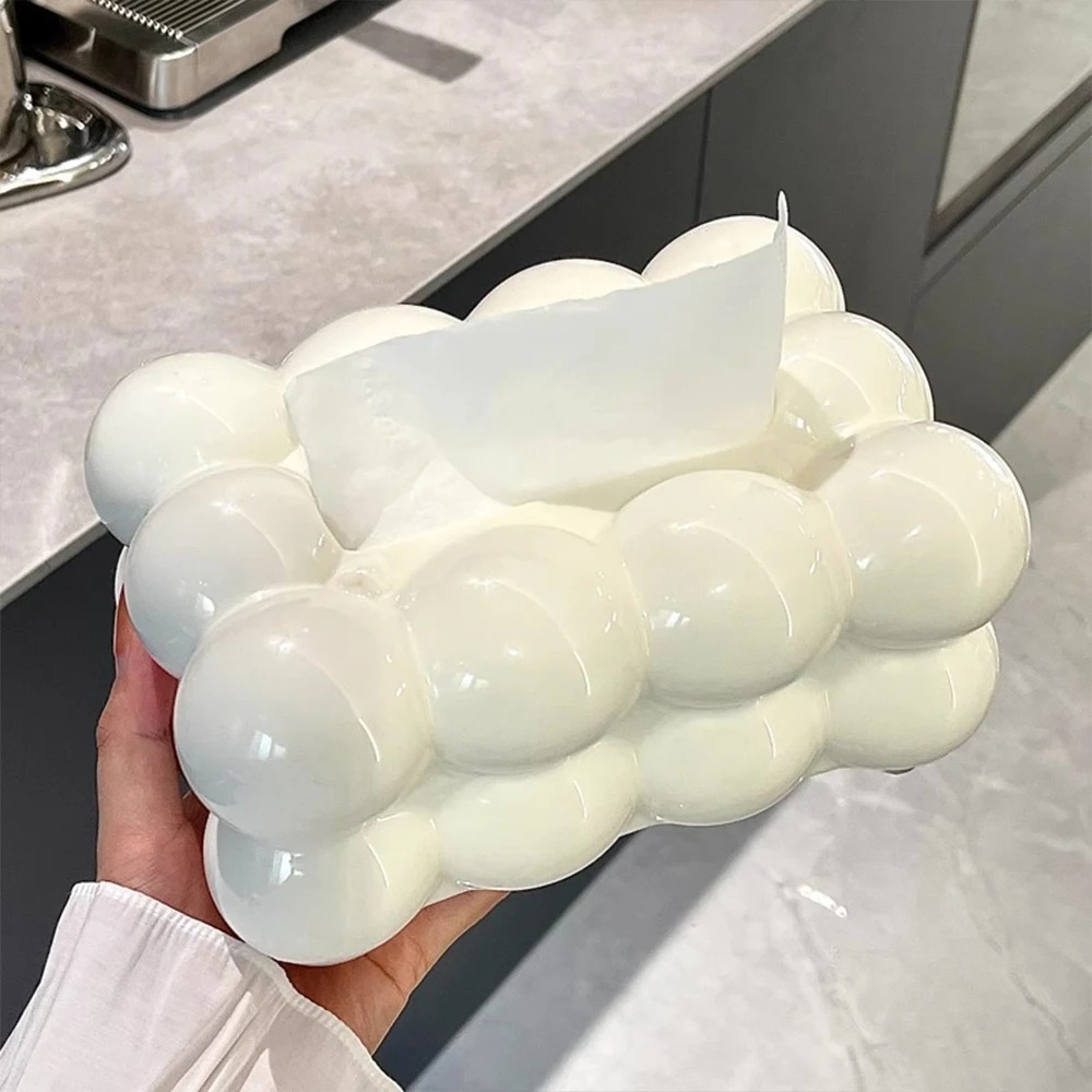 Bubble Shape Tissue Box Holder | Non-Slip Plastic Cover For Stylish Storage | Randam Color - Image 3