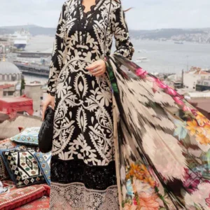 Elegant 3 Piece Embroidered Lawn Suit with Digital Print & Printed Chiffon Dupatta – Unstitched Summer Collection