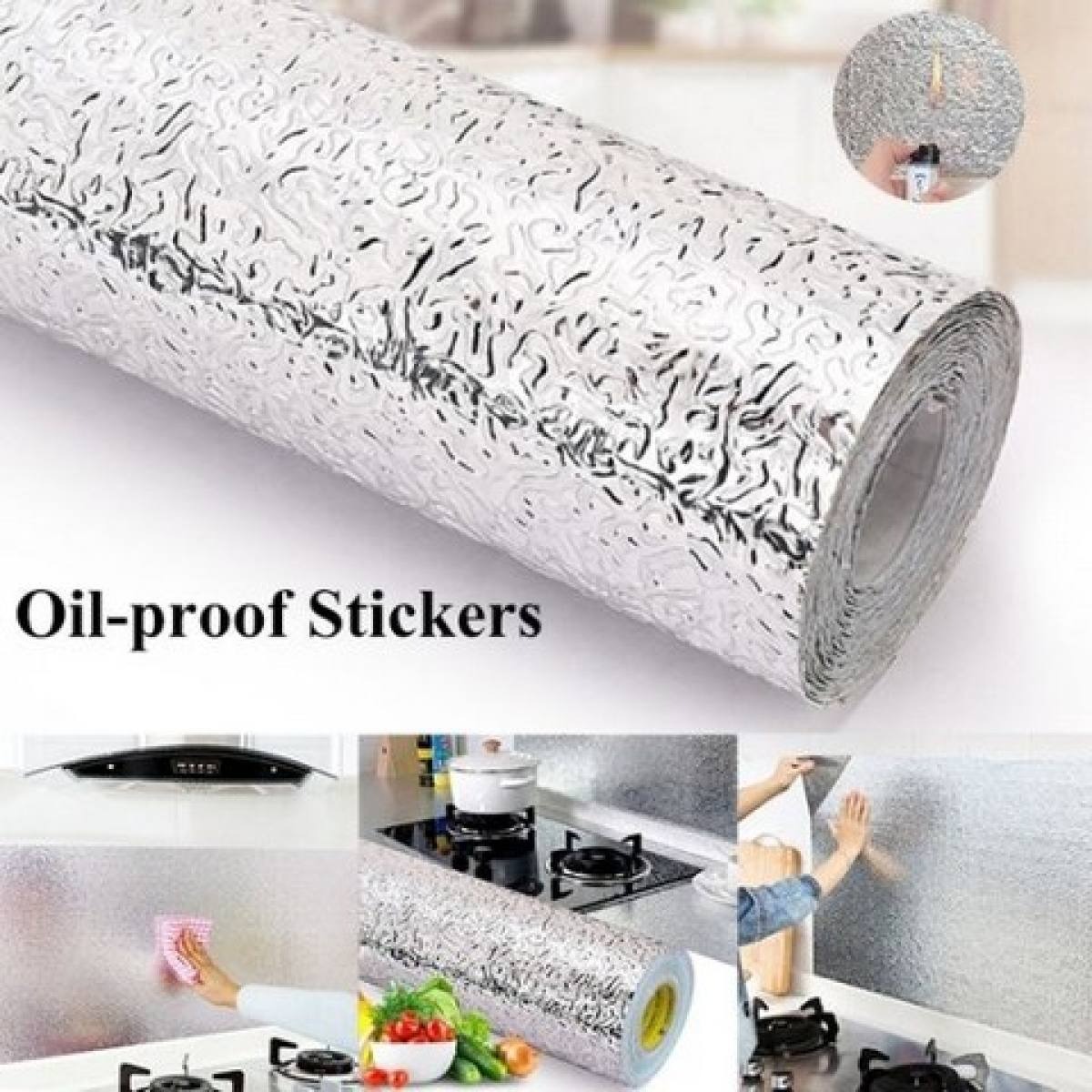 Silver Foil Kitchen Waterproof & Oil Proof Sticker | Aluminum Foil Self-Adhesive Sheet for Stove, Cabinets & Walls – Heat Resistant Wallpaper (60×200cm) - Image 2