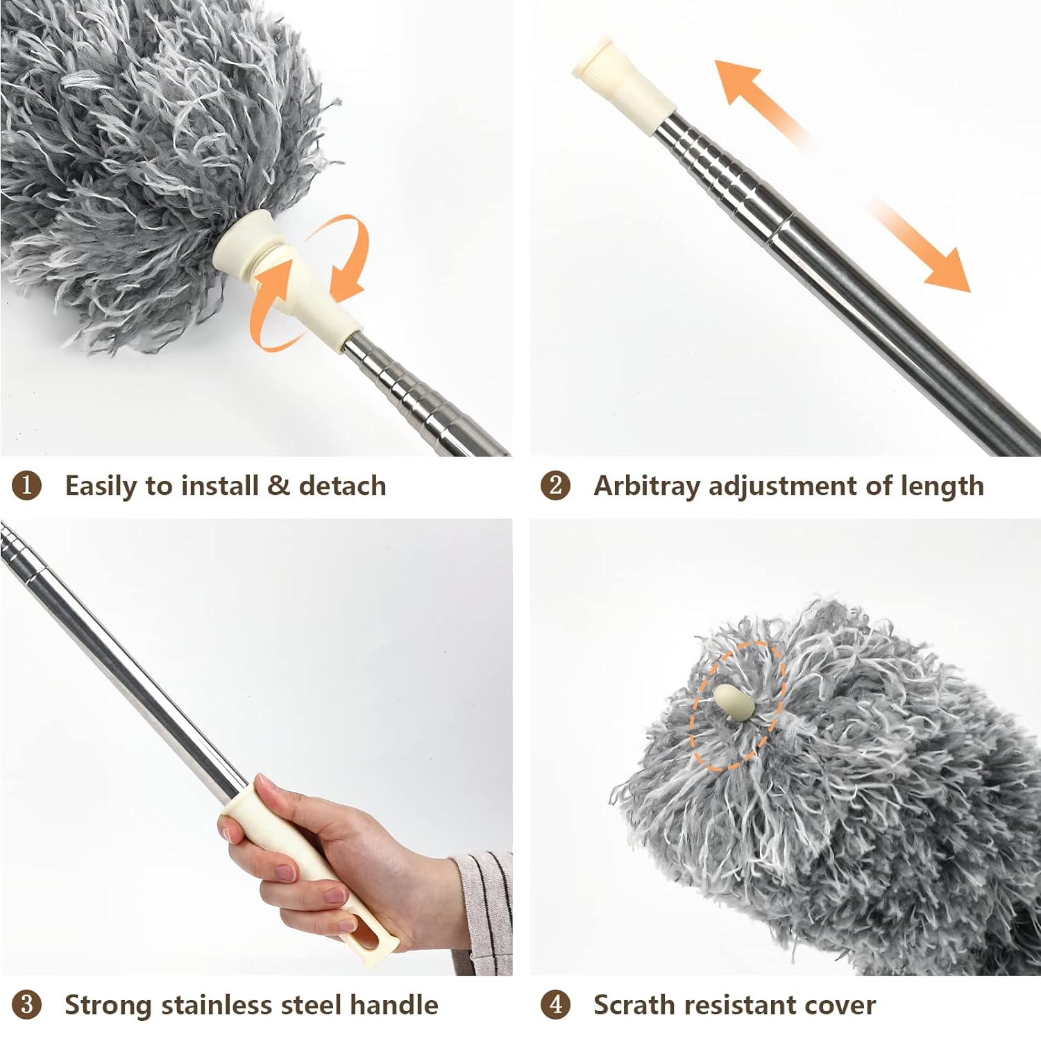 Grey Flexible Microfiber Duster – Bendable Long Reach Cleaning Brush for Home & Office - Image 2