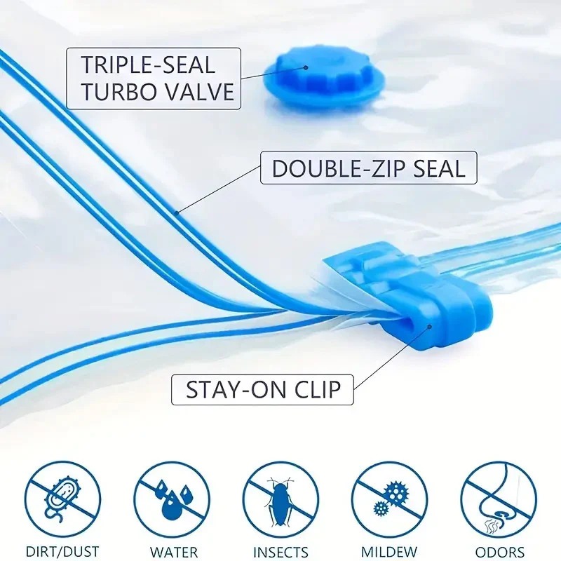 Vacuum Storage Bags Set Of 5 With Hand Pump Space Saver Compression Bags For Clothes Bedding And Travel - Image 4