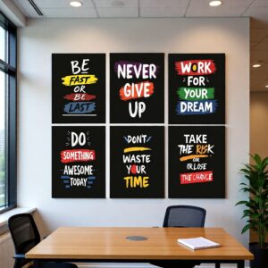 6 Pc Wall Decor Cardboard Phototiles With Double Tape For Back Sticking Never Give Up