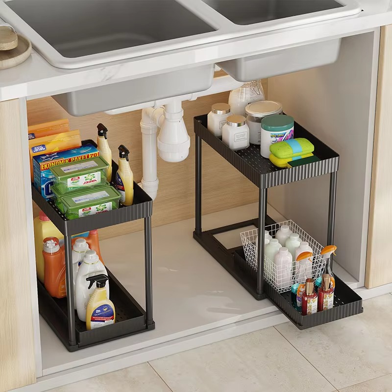 Multi-Functional Kitchen Shelf | Nail-Free Installation | Rust-Proof Carbon Steel Organizer | Waterproof & Strong Load-Bearing | Random Colour - Image 2