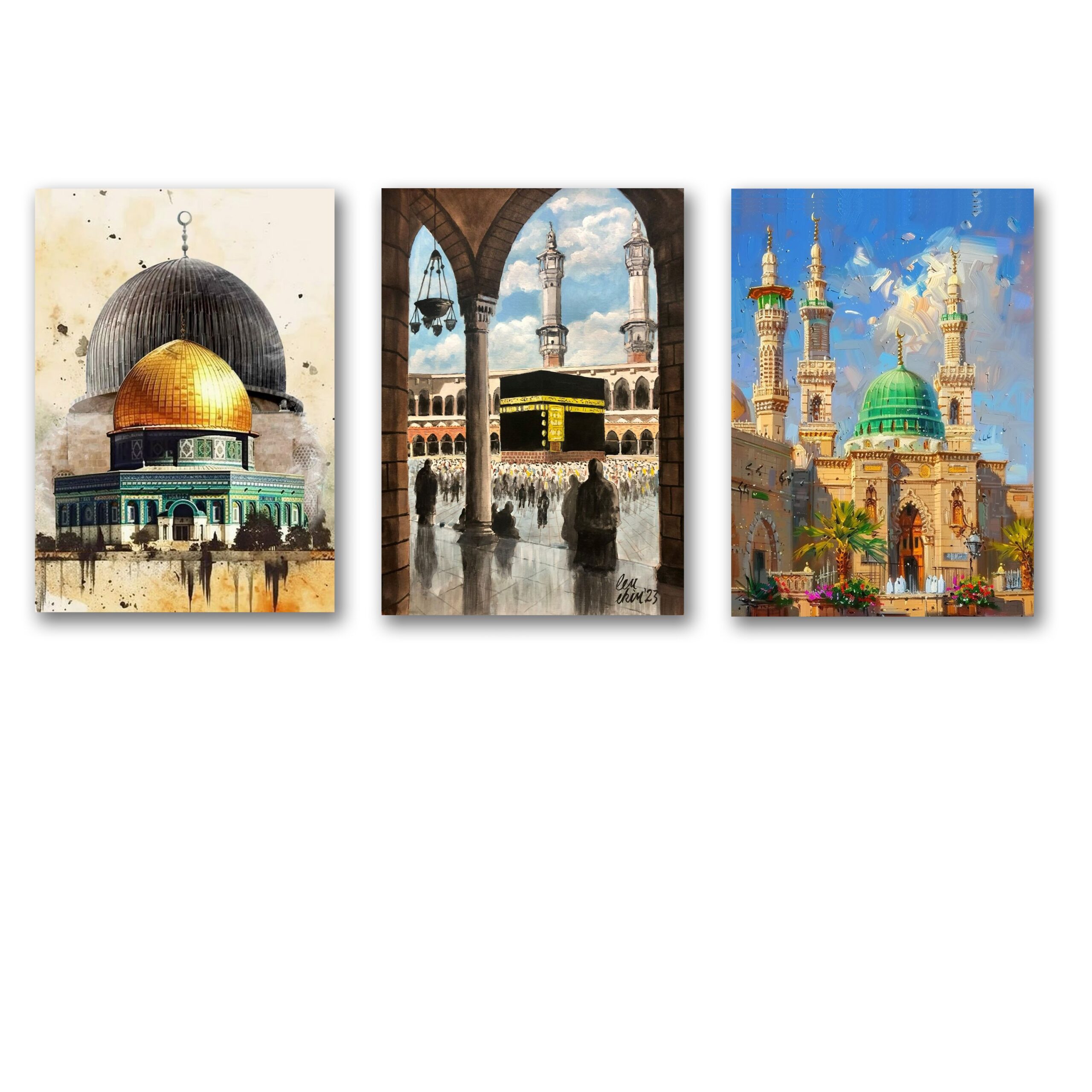 Set of 3 Premium Wall Art Photo Tiles – Modern Home Decor Sets 8x11