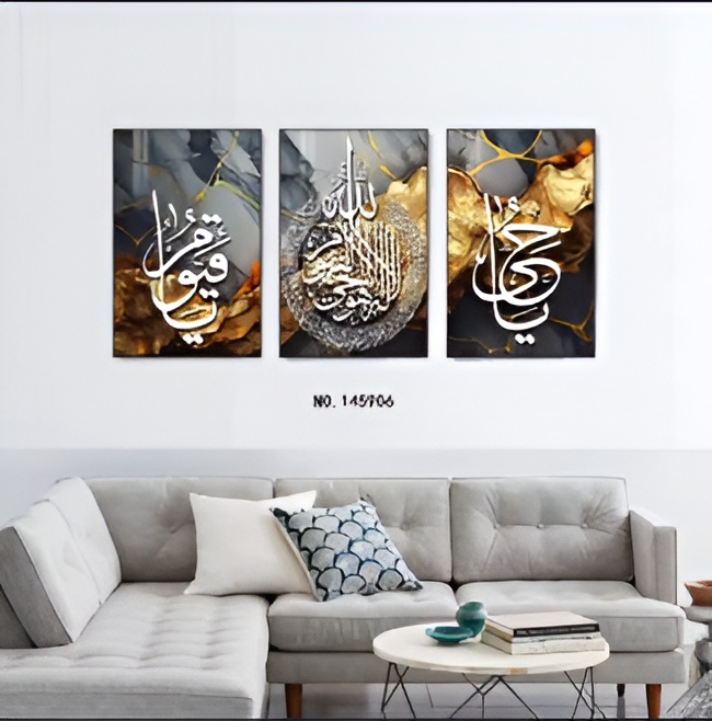 set of 3 sticky wooden frames for home office wall decore / sticky phototiles