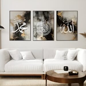 set of 3 sticky wooden frames for home office wall decore / sticky phototiles