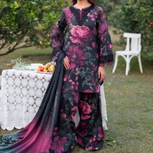 Iznik Digital Printed 3Pc Embroidered Lawn Unstitched Suit with Chiffon Dupatta – Summer Collection 2026