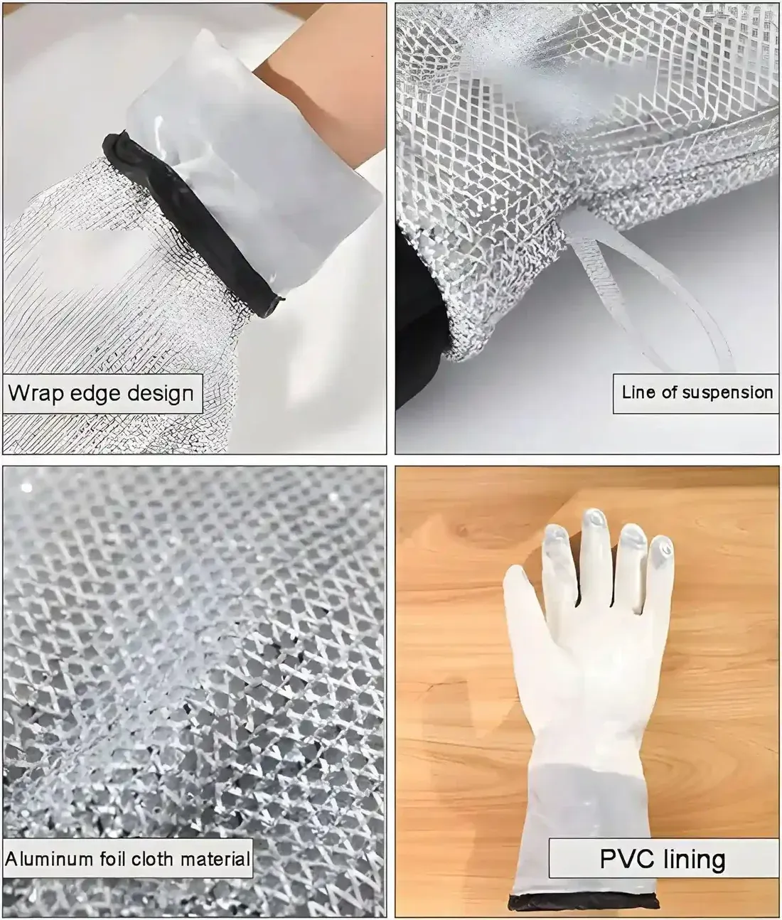Title: Heavy-Duty Silver Heat-Resistant Oven Mitts – Professional Grade Kitchen Safety (Pair) - Image 3