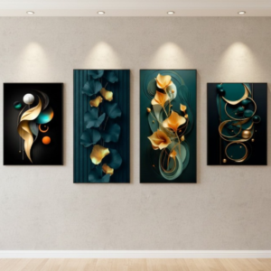 Set Of 4 Pcs Modern Abstract Ginkgo Leaves Wall Art Elegant Stylish Durable Decorative And Contemporary Home Design