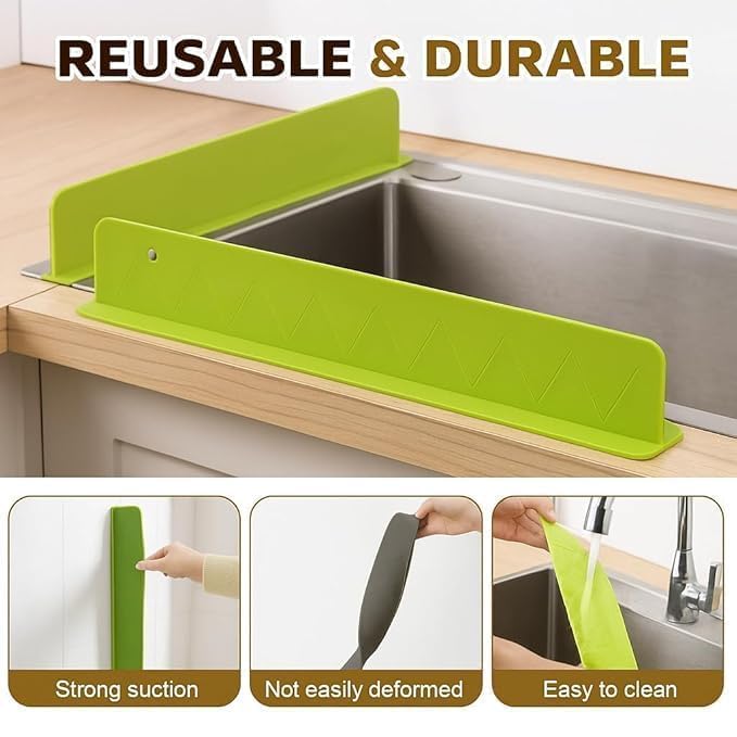 Silicon Sink Splash Guard Durable Quality Flexible Design Comfortable Use Reliable Utility (Random Color) (With Suction Cups) - Image 3