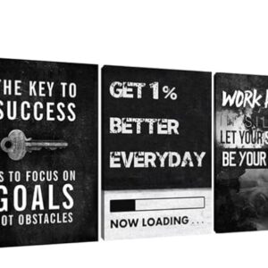set of 3 Motivational sticky canvas frames for wall decore / sticky phototiles for office and home workplace