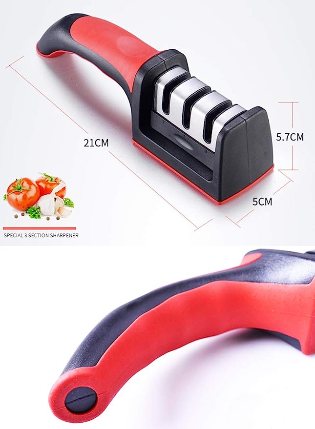 3-in-1 Knife Sharpener With Fruit And Meat Knife Peeler.3-Stage Diamond Coated Knife Sharpener,Kitchen Helper Three-piece Knife Sharpener Set With a Knife Ceramic peeler - Image 3