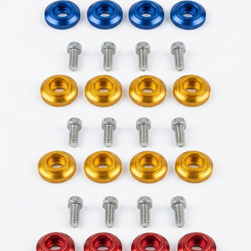 Motorcycle Fancy Chain Cover Bolts with Washer 4 Pcs Set – Red, Golden, Blue