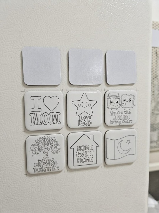 DIY Fridge Magnet Paint Kit – 3 Magnets & 6 Paint Sheets Set - Image 3