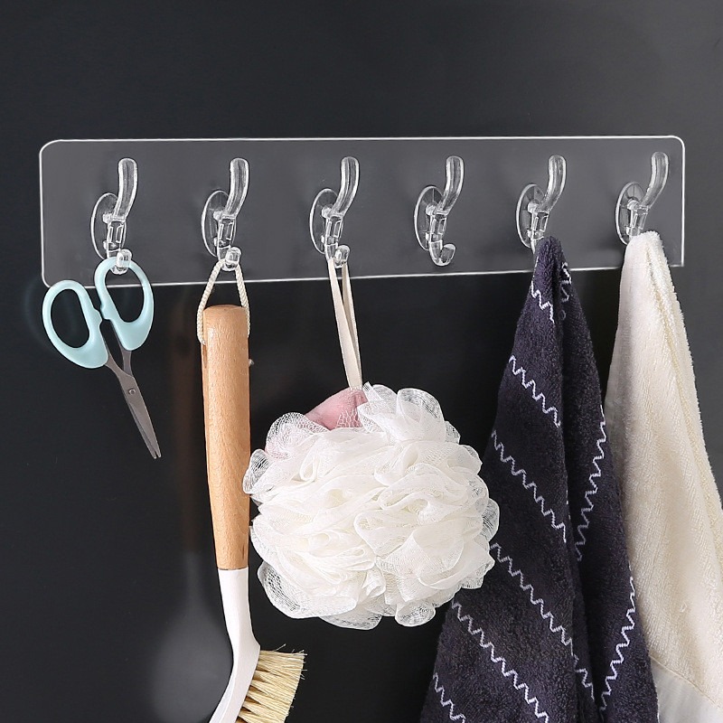 Seamless Heavy Duty Sticky Hooks | Double-Sided Adhesive | Transparent Waterproof Wall Hangers | Bathroom & Kitchen