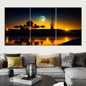 Set of 3 Mosque Silhouette Wall Art Frames – 8x11" MDF Wood with Adhesive Backing