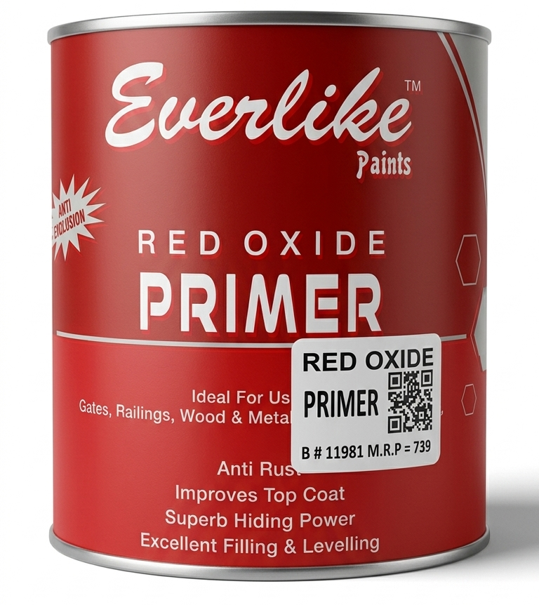 Everlike Red Oxide Primer 0.91 Liter – Anti Rust Metal & Wood Primer for Strong Base Coating