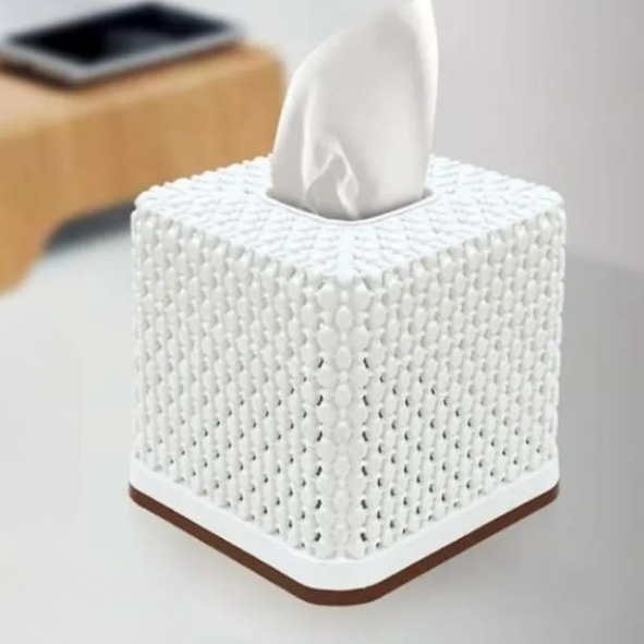 Rose Square Tissue Roll Box Plastic Decorative Tissue Holder For Home Office Kitchen And Bathroom (Random Color) - Image 3