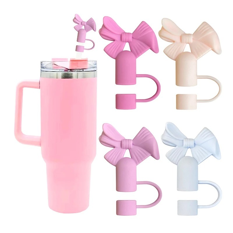 Buy 1 Get 1 Free – Silicone Straw Cover Cap for Stanley Cup | 10mm 3D Bow & Animal Straw Topper | Dust-Proof, Reusable Drinking Straw Tips - Image 2