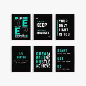6 Pcs Motivational Wall Decor Cardboard Phototiles – Inspirational Quote Posters with Back Double Tape