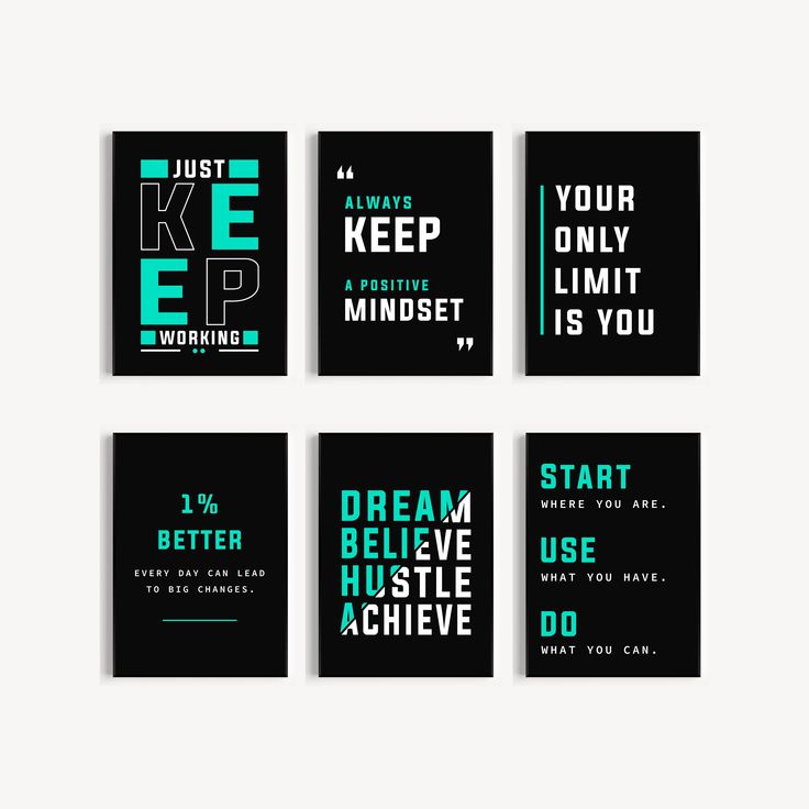6 Pcs Motivational Wall Decor Cardboard Phototiles – Inspirational Quote Posters with Back Double Tape